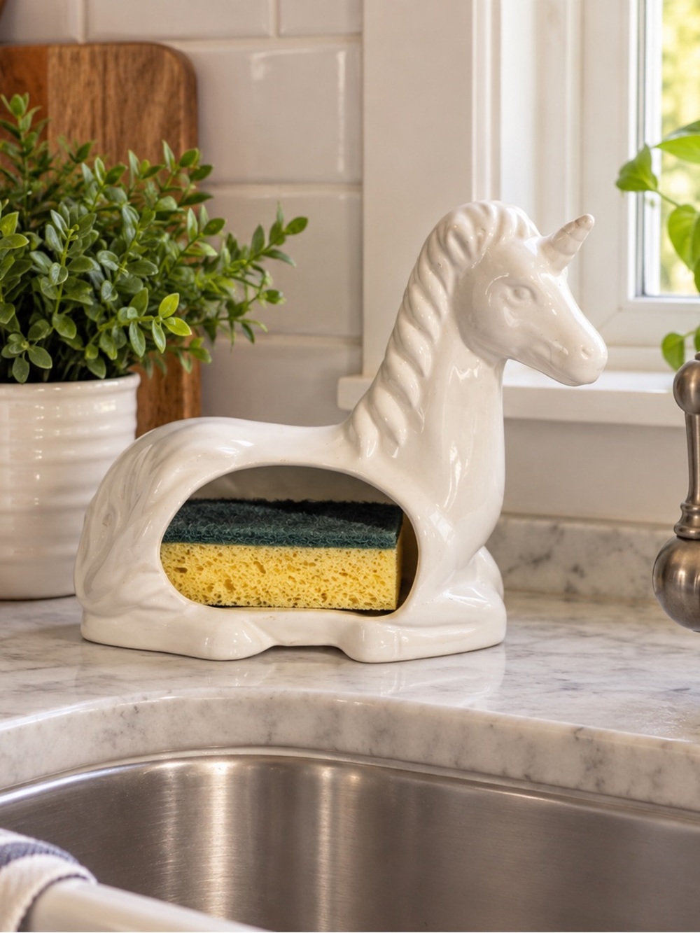 Unicorn Ceramic Sponge Holder Fantasy Whimsical Home Essentials